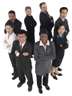 business people standing in a circle